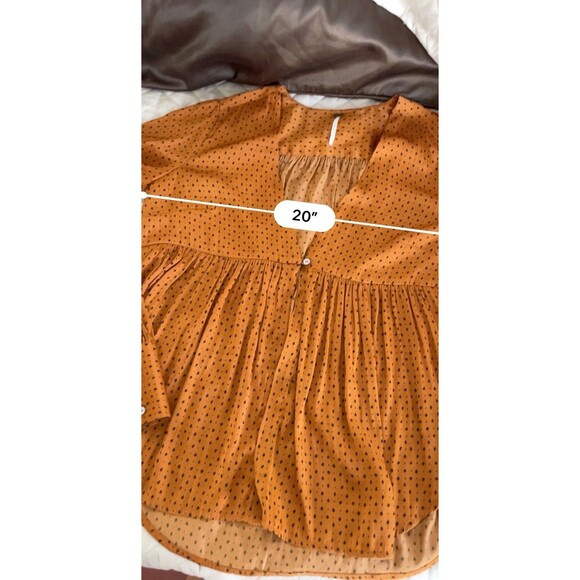 Free People Show Stoppin' Blouse Silk  Sepia Combo SZ M - Picture 9 of 16